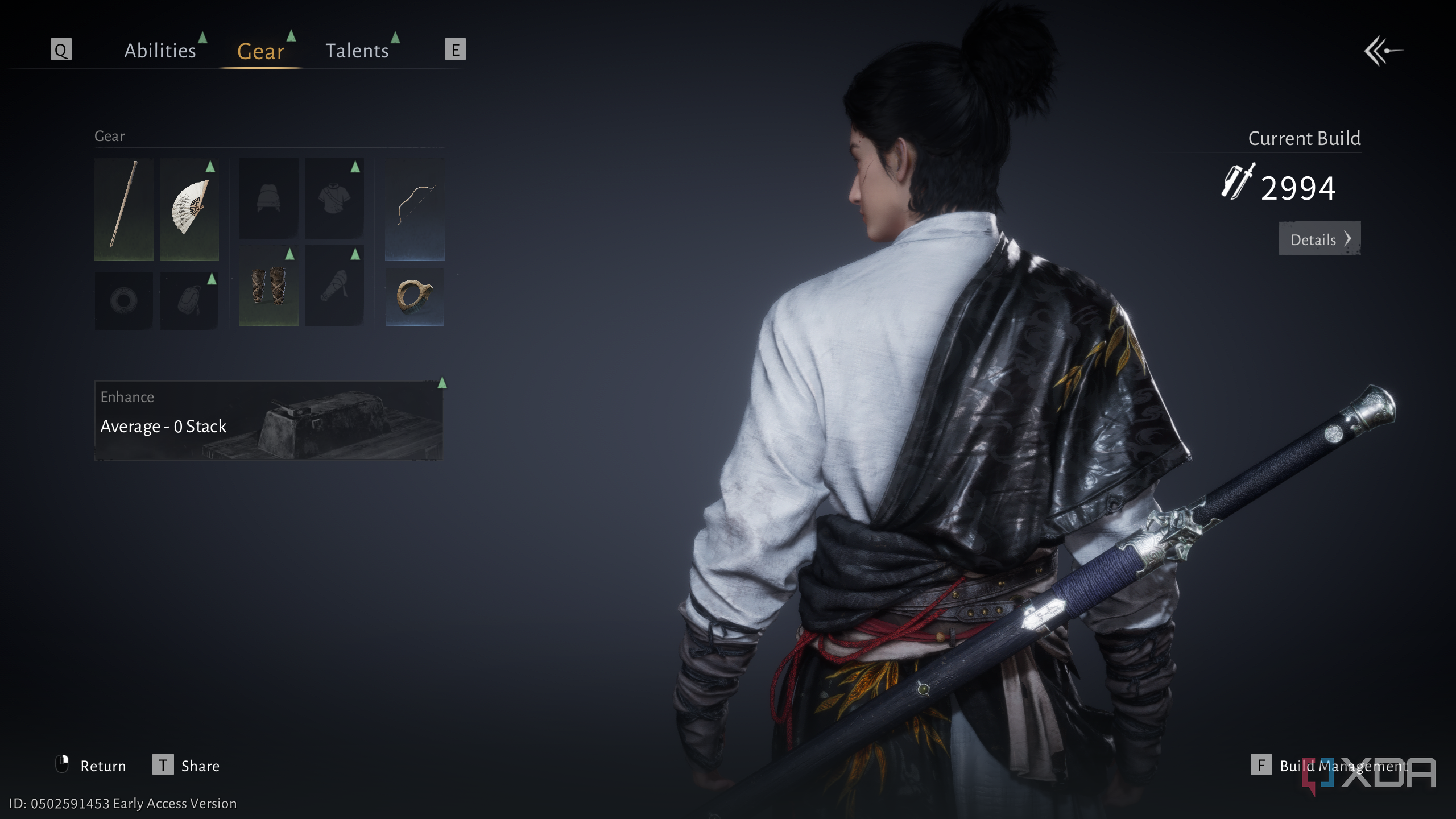 Character development screen in Where Winds Meet.