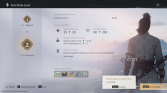 Character progression screen in Where Winds Meet.