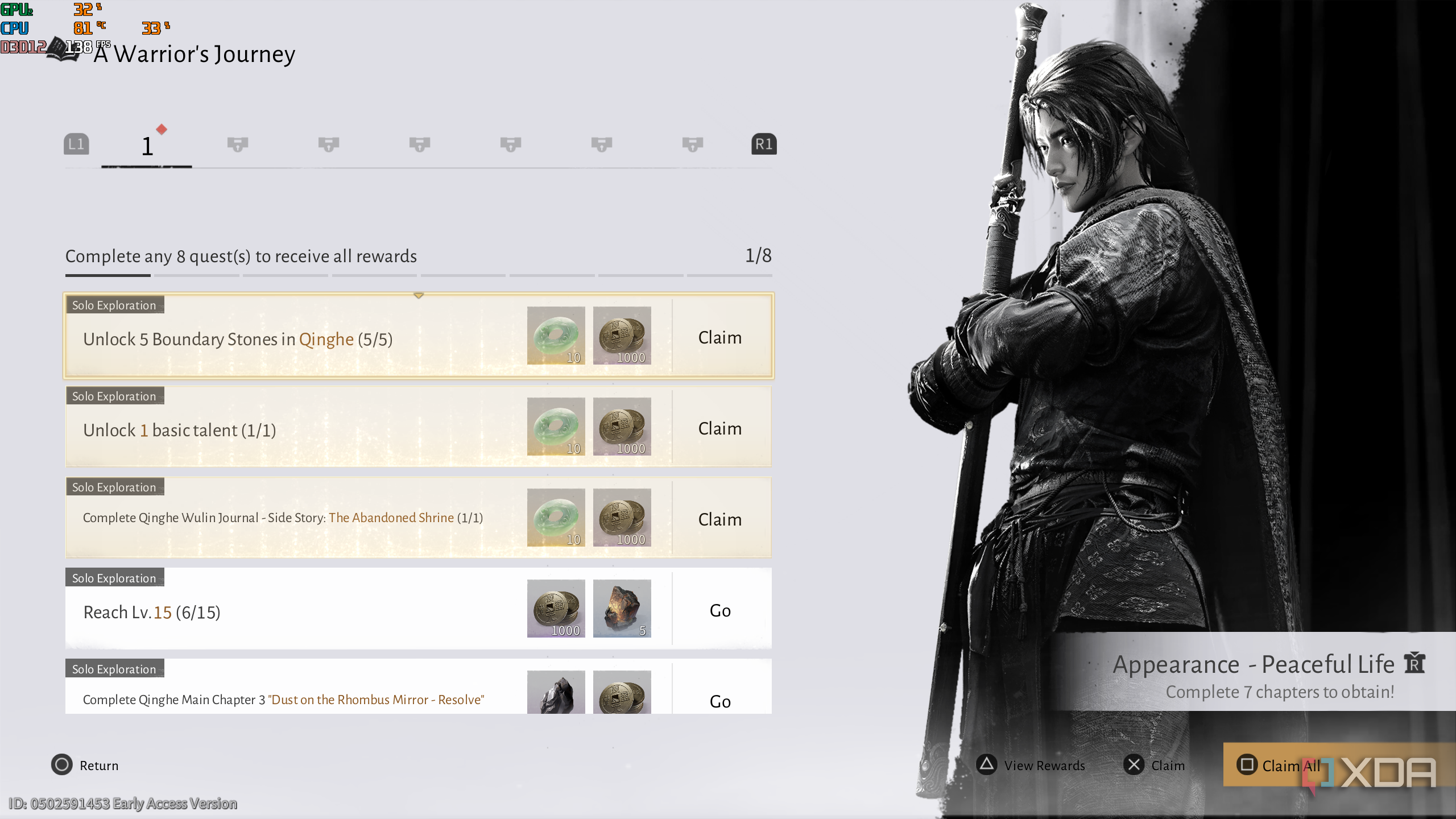 Quest rewards in Where Winds Meet.