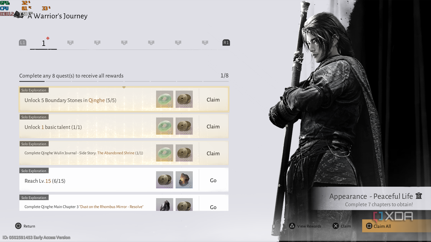 Quest rewards in Where Winds Meet.