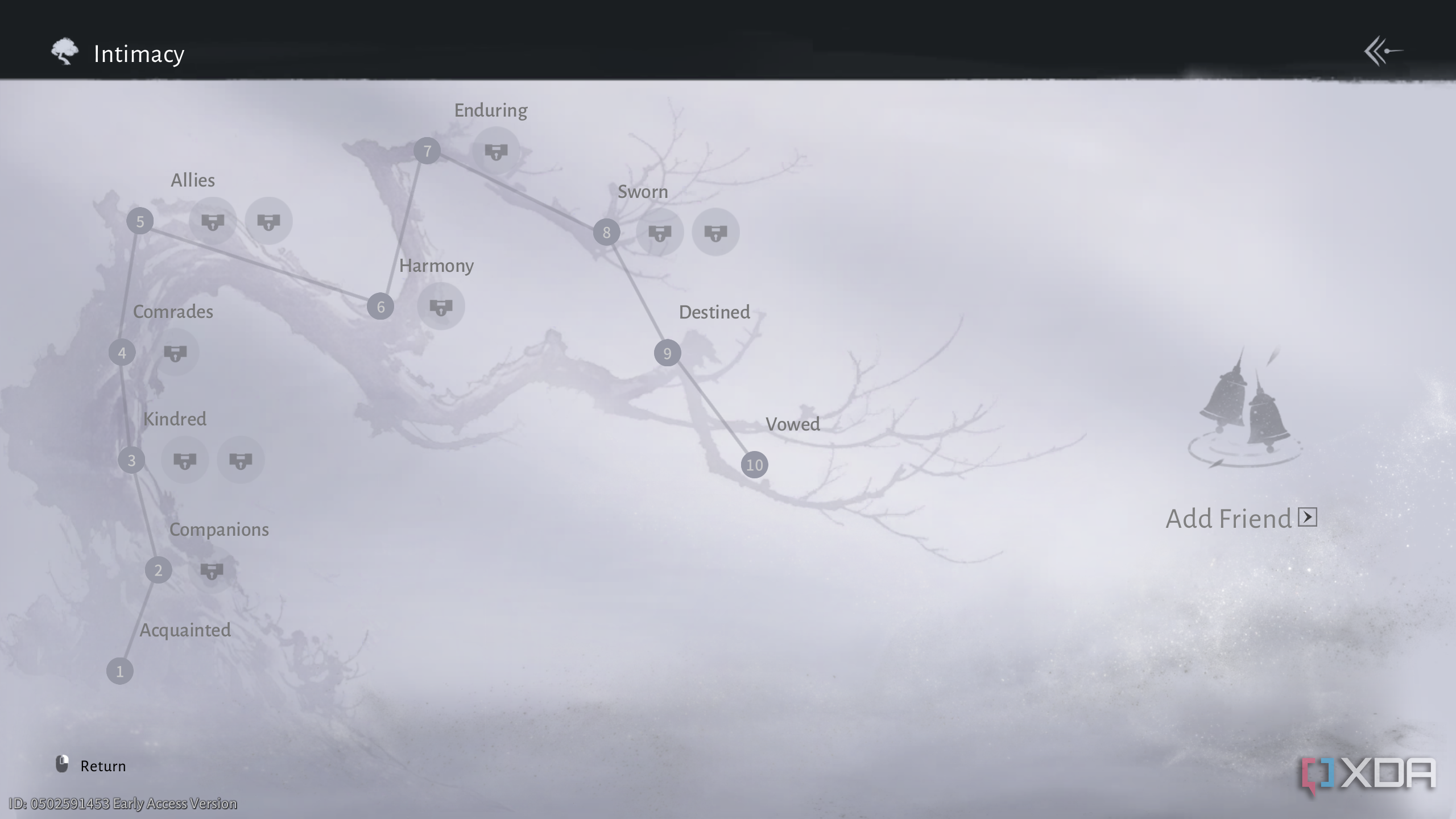 Intimacy system tree in Where Winds Meet.
