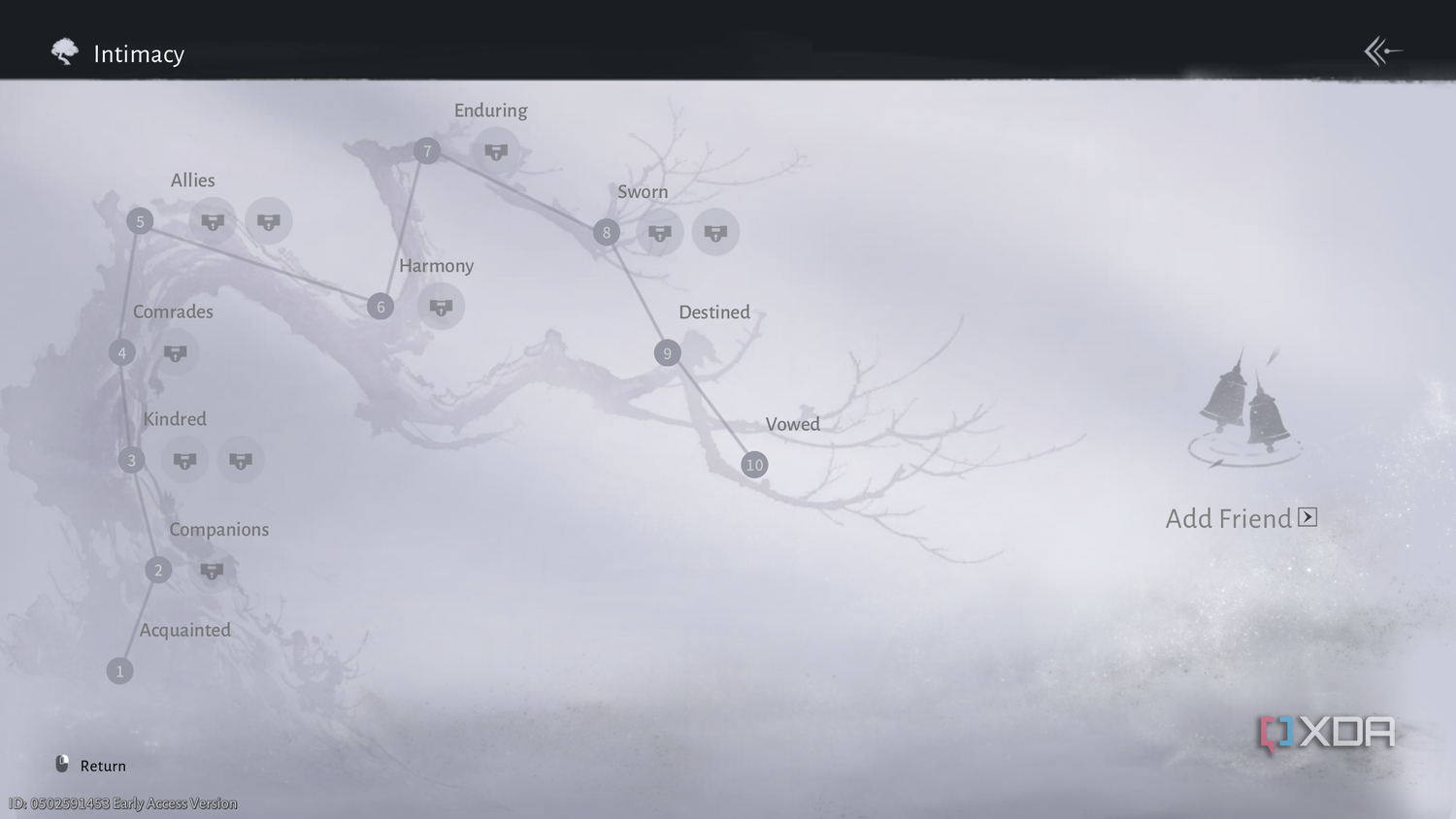Intimacy system tree in Where Winds Meet.