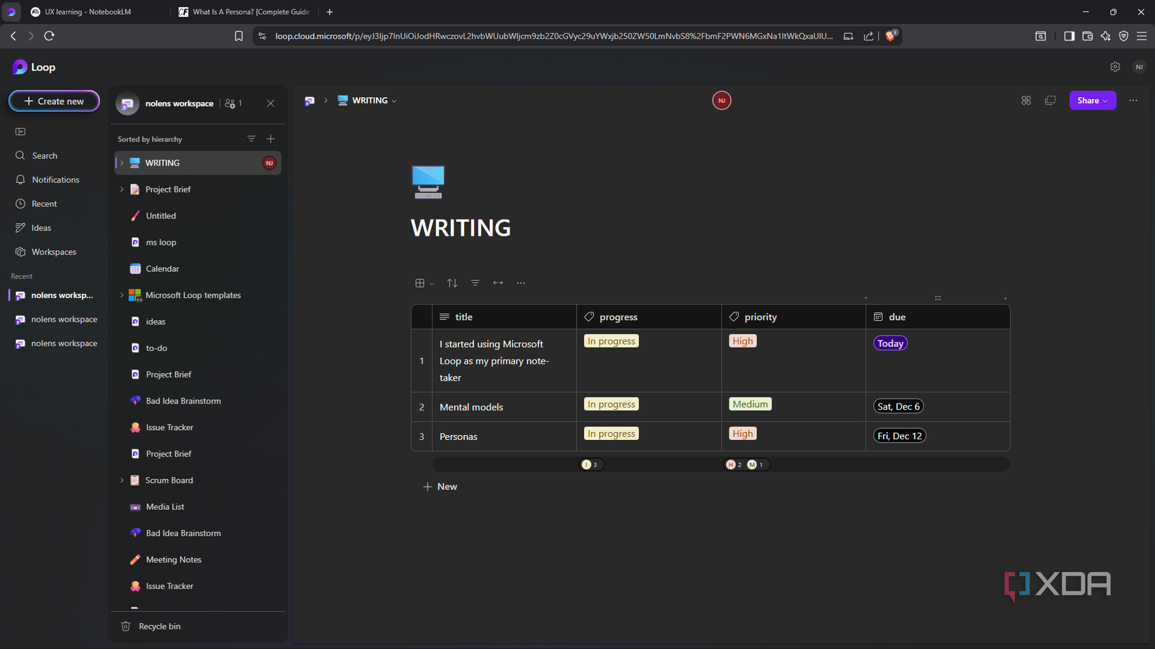 I started using Microsoft Loop as my primary note-taker