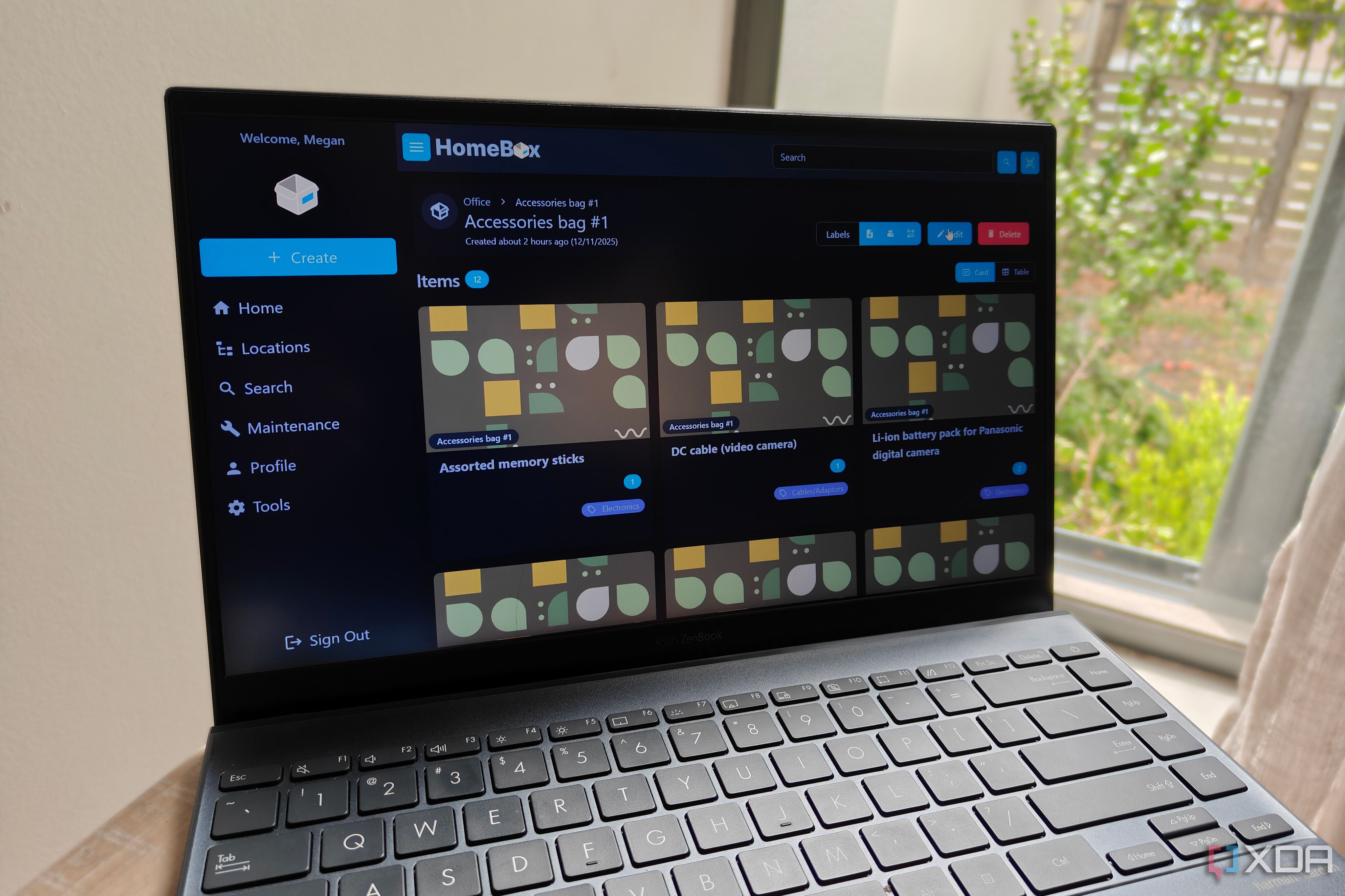 a homebox instance on a laptop