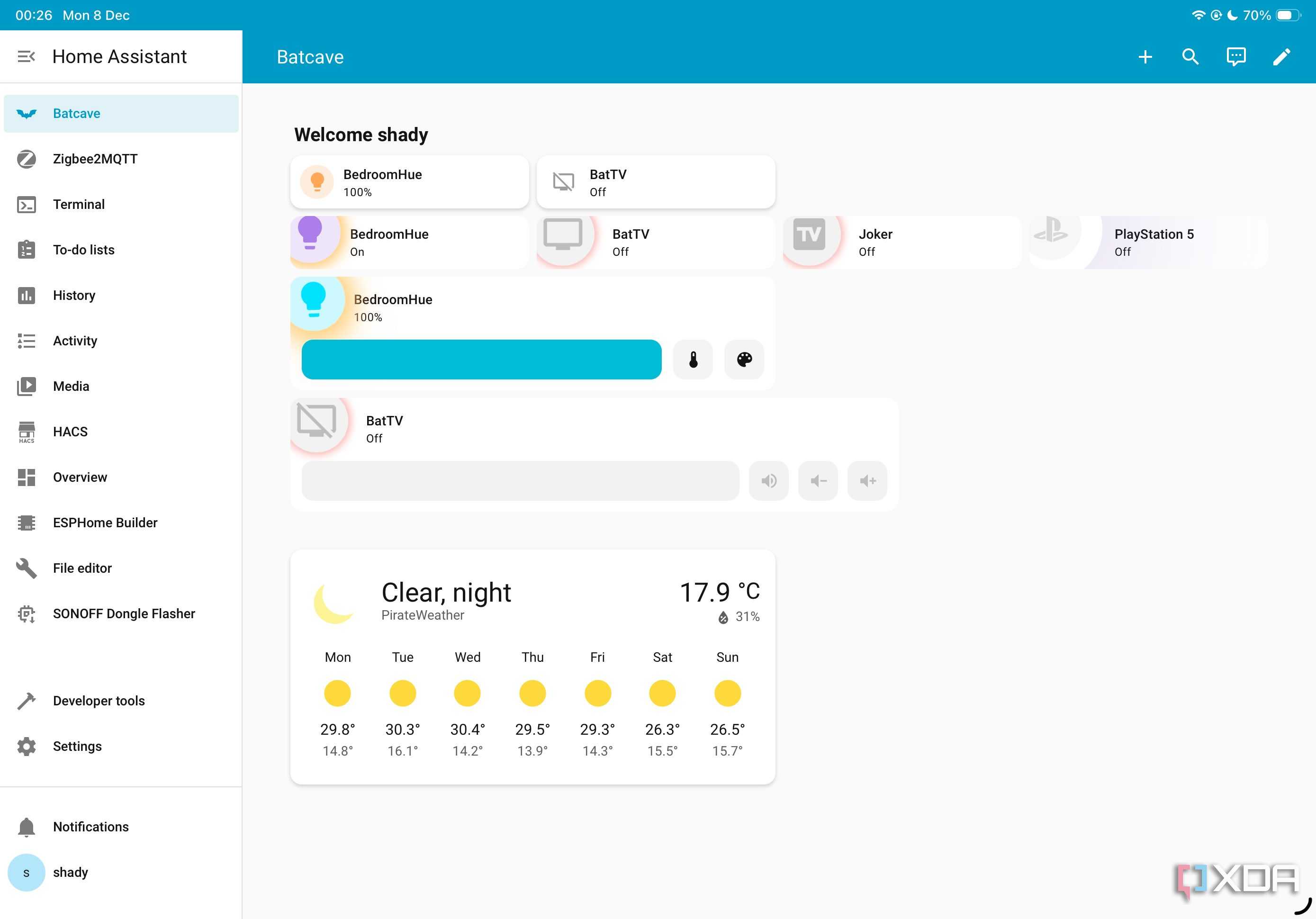 Animated cards for Home Assistant on iPad with light mode