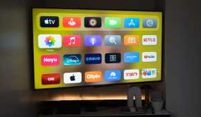 The Apple TV's Home Screen with several streaming apps on it