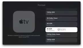 A screenshot of choosing 4K SDR 60Hz format on Apple TV 4K