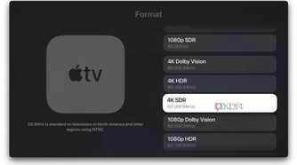 A screenshot of choosing 4K SDR 60Hz format on Apple TV 4K