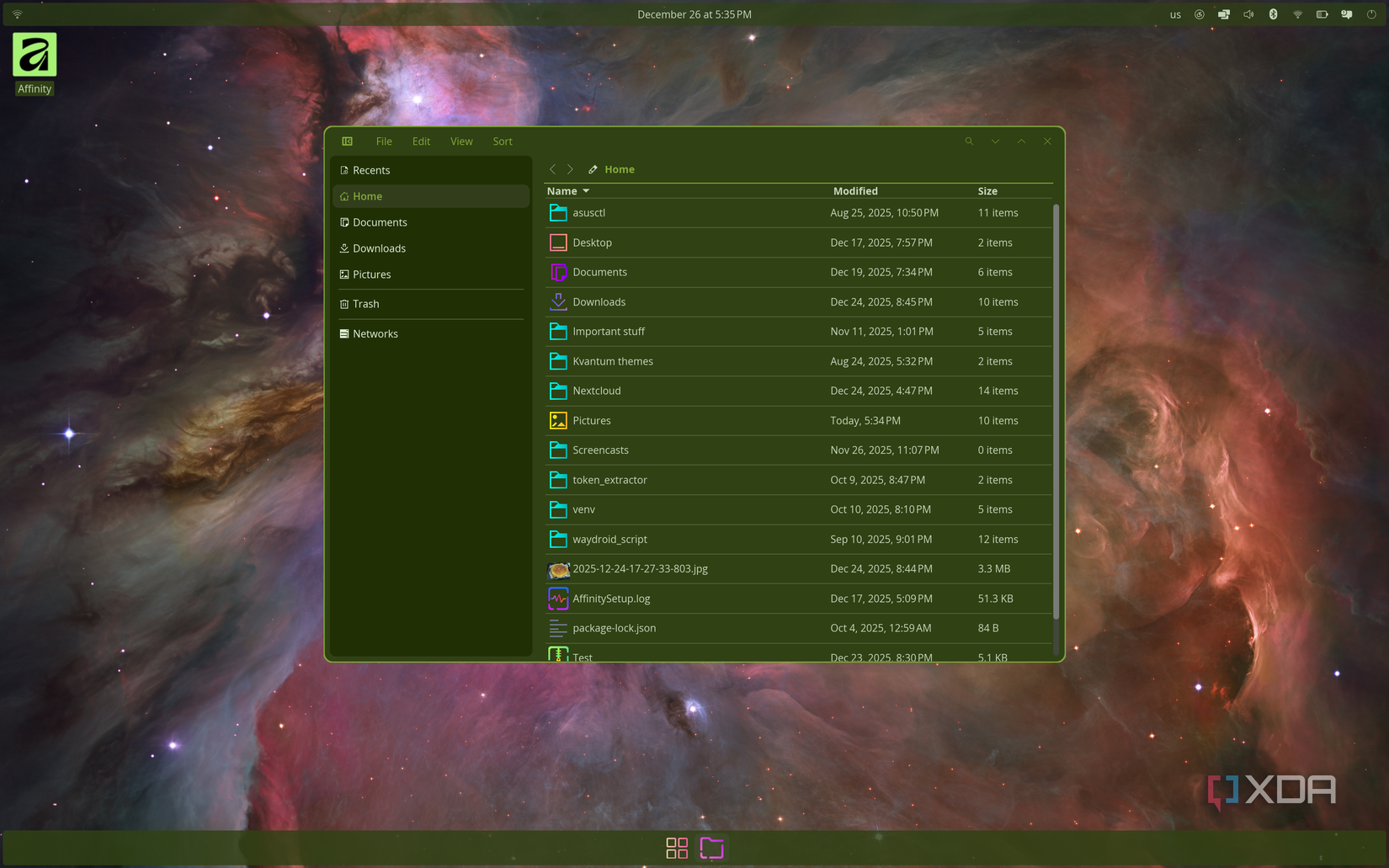 Screenshot of the COSMIC Files app on COSMIC desktop for Linux