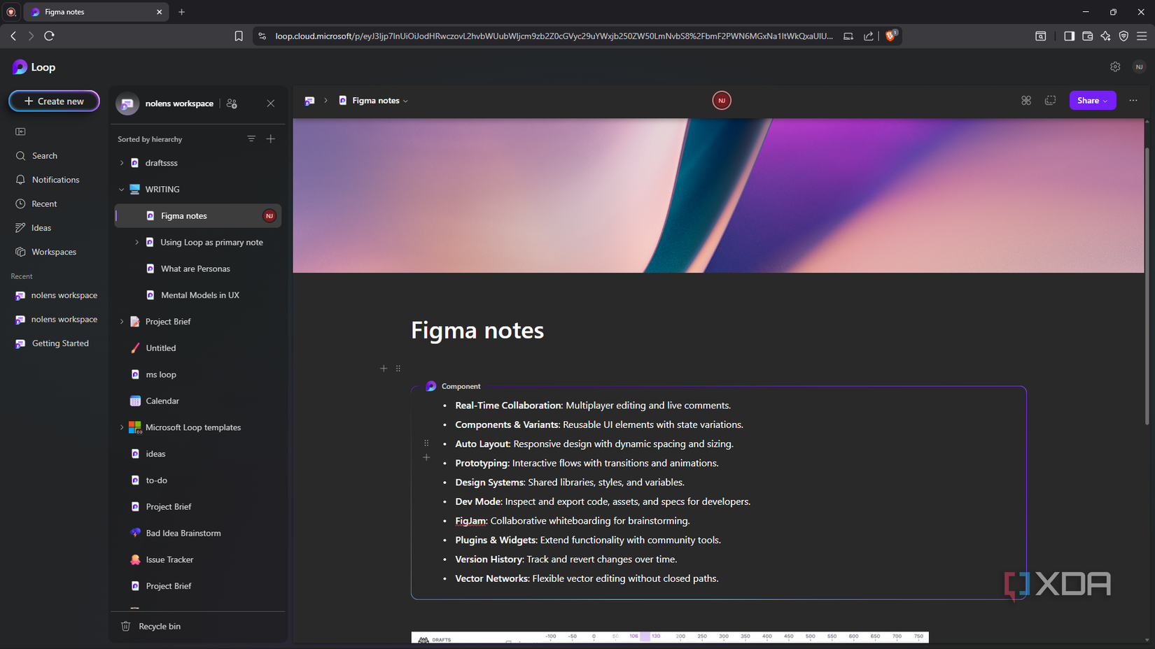 I started using Microsoft Loop for graphics work, and I should have ...