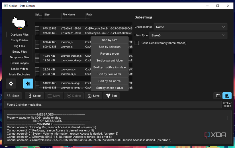 Czkwaka le permite ordenar los resultados según múltiples pautas.