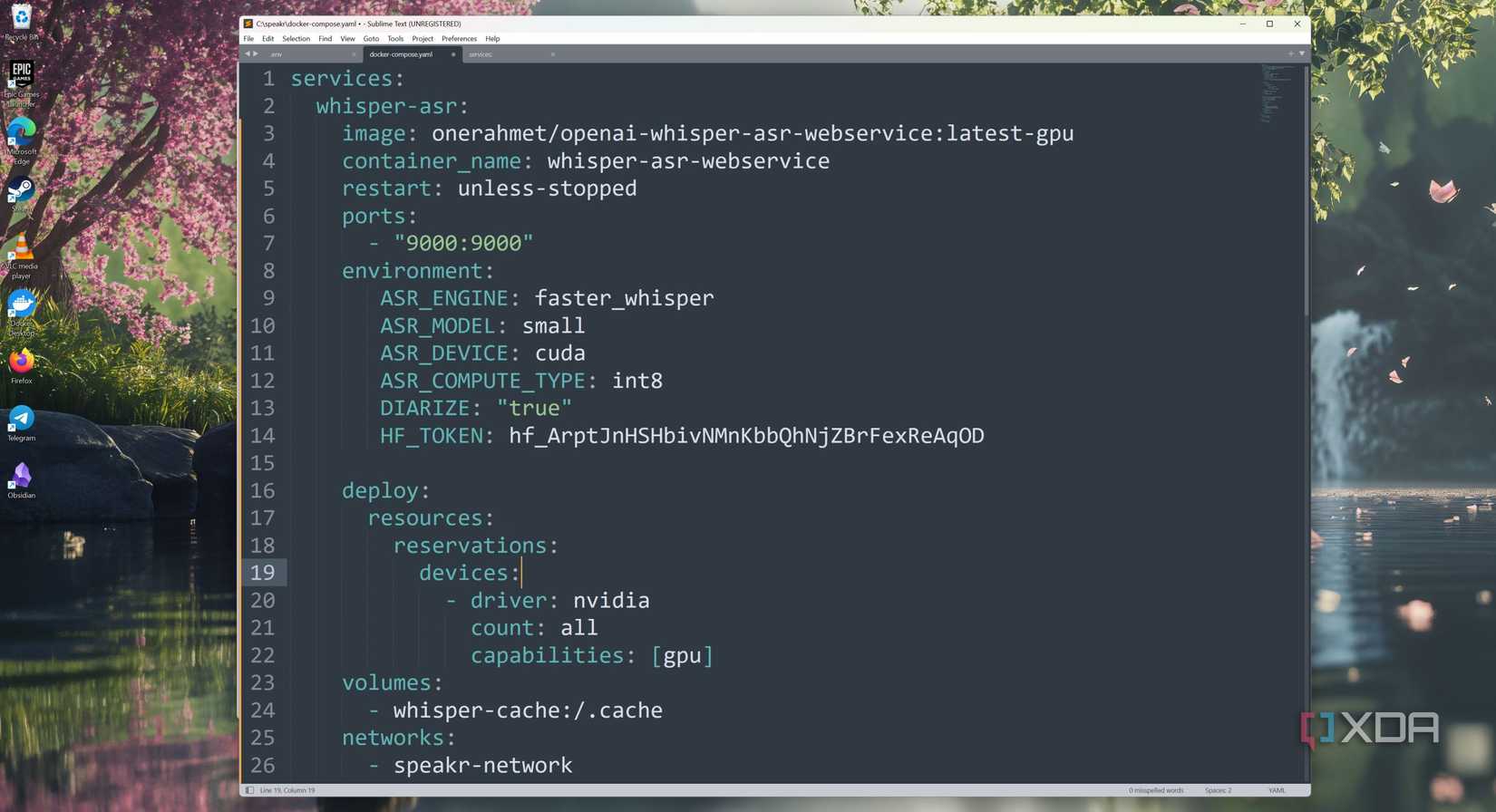 ডকার হুইস্পার-আসর এবং স্পিকার পাত্রের জন্য ফাইল প্রস্তুত করে
