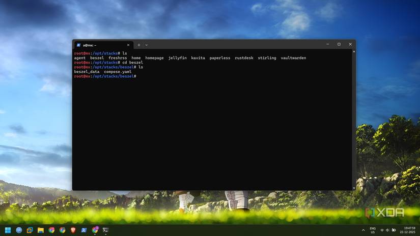 captura de pantalla de la pila Dockge para componer la ubicación del archivo powershell