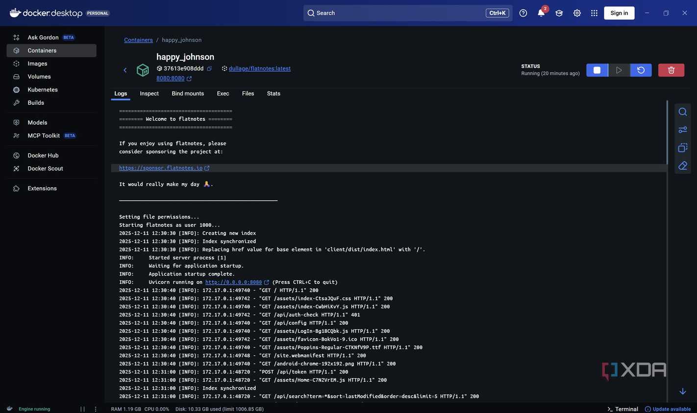 Docker installation of flatnotes