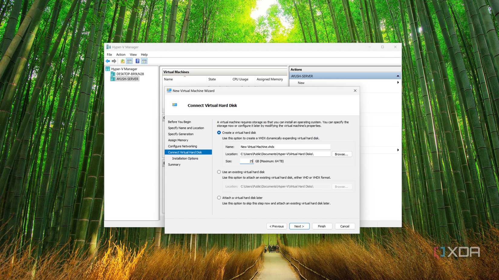 Elegir las opciones de almacenamiento para una VM en Hyper-V