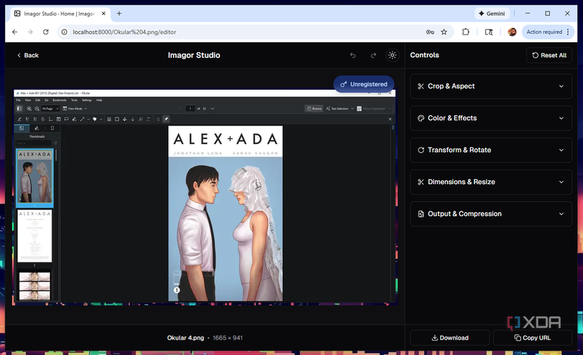 Imagor proporciona una variedad de herramientas de edición diferentes. 