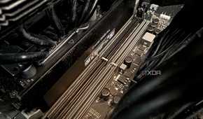 A photo of 1 stick of RAM installed in a motherboard