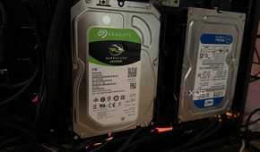 2 HDDs installed in the rear of an ATX PC build