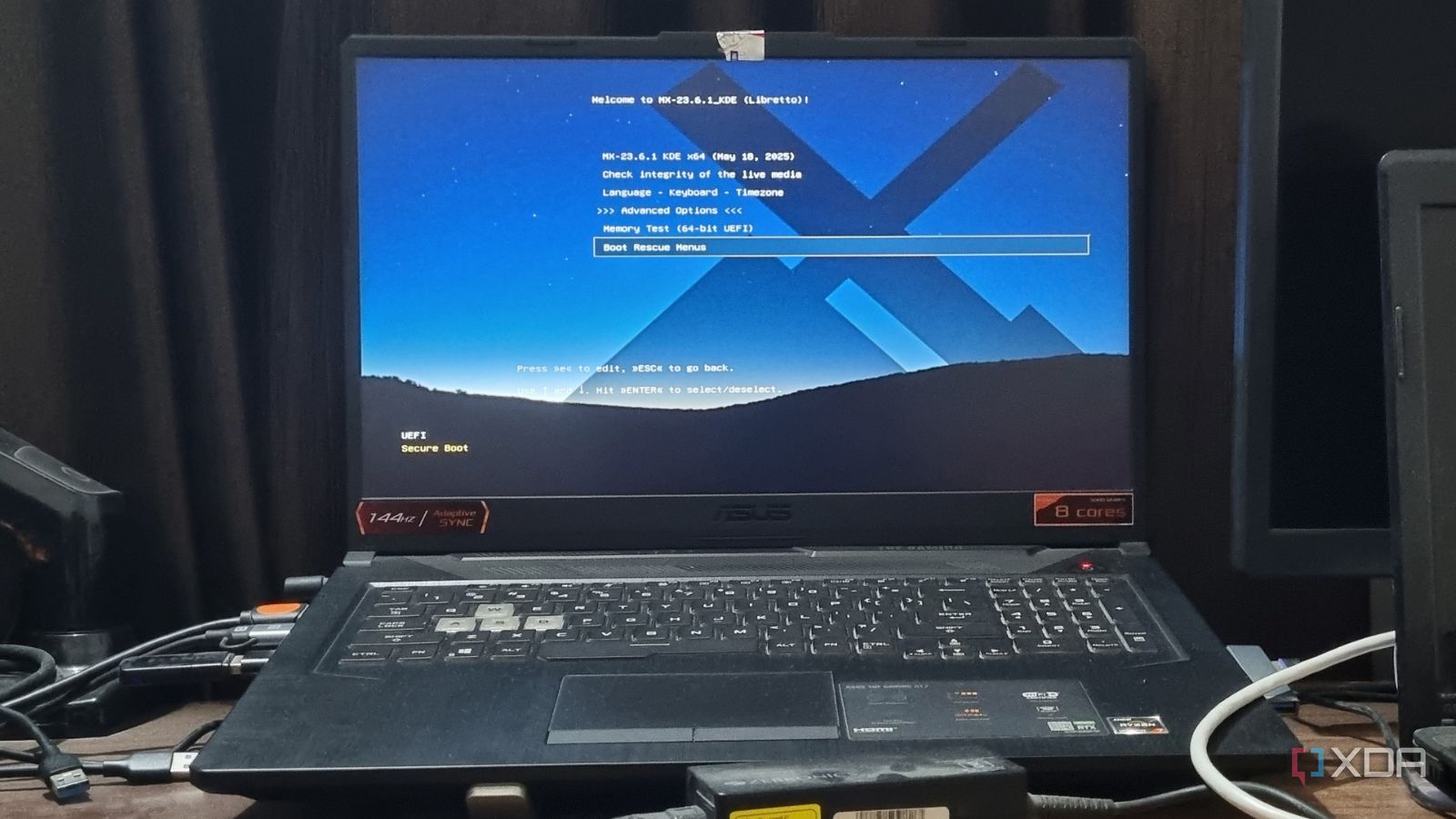 photo of impression usb mx linux boot screen