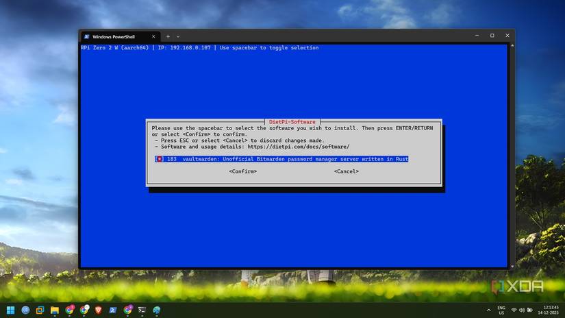 captura de pantalla de la instalación de Vaultwarden en Raspberry Pi