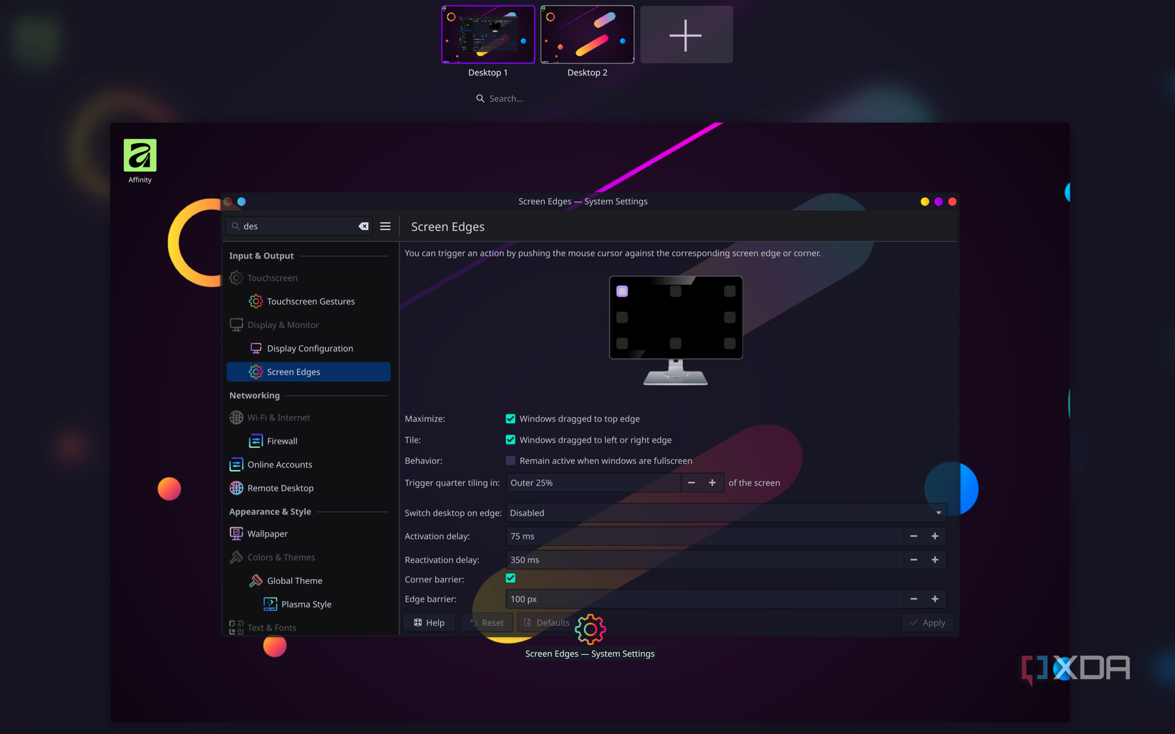 Screenshot of the overview of workspaces in KDE Plasma