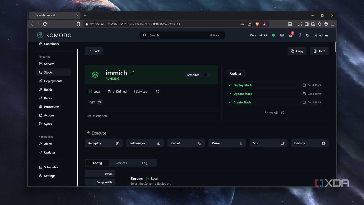 Deploying an Immich instance in Komodo