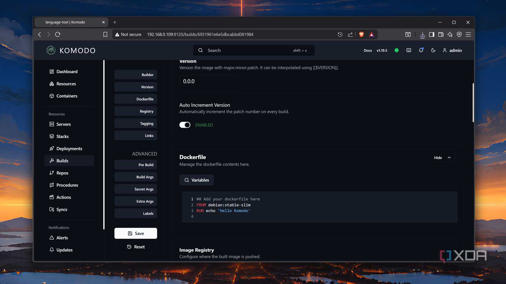 Thêm Dockerfile vào Komodo