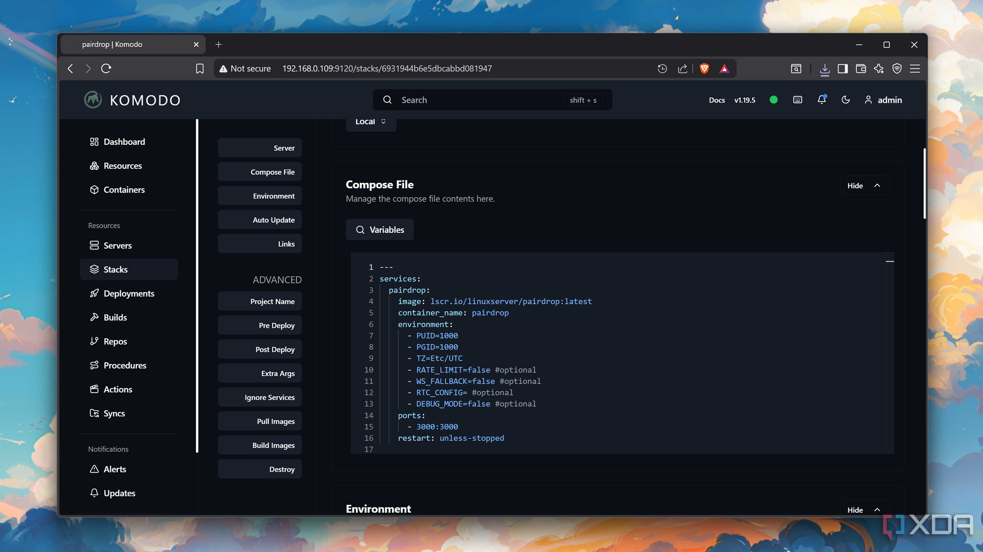 A Docker Compose file in Komodo
