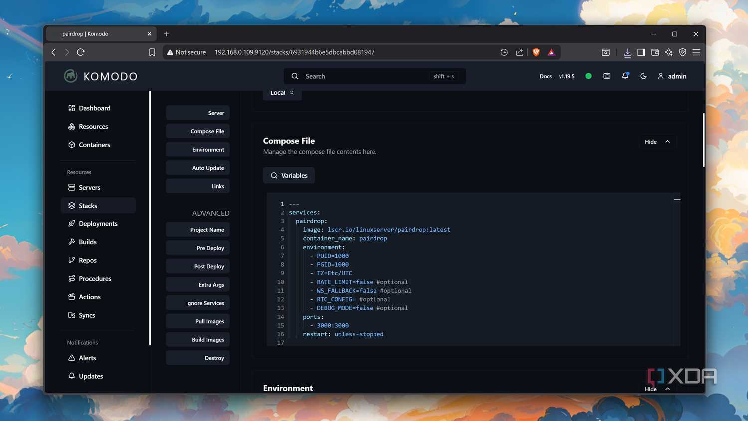 A Docker Compose file in Komodo