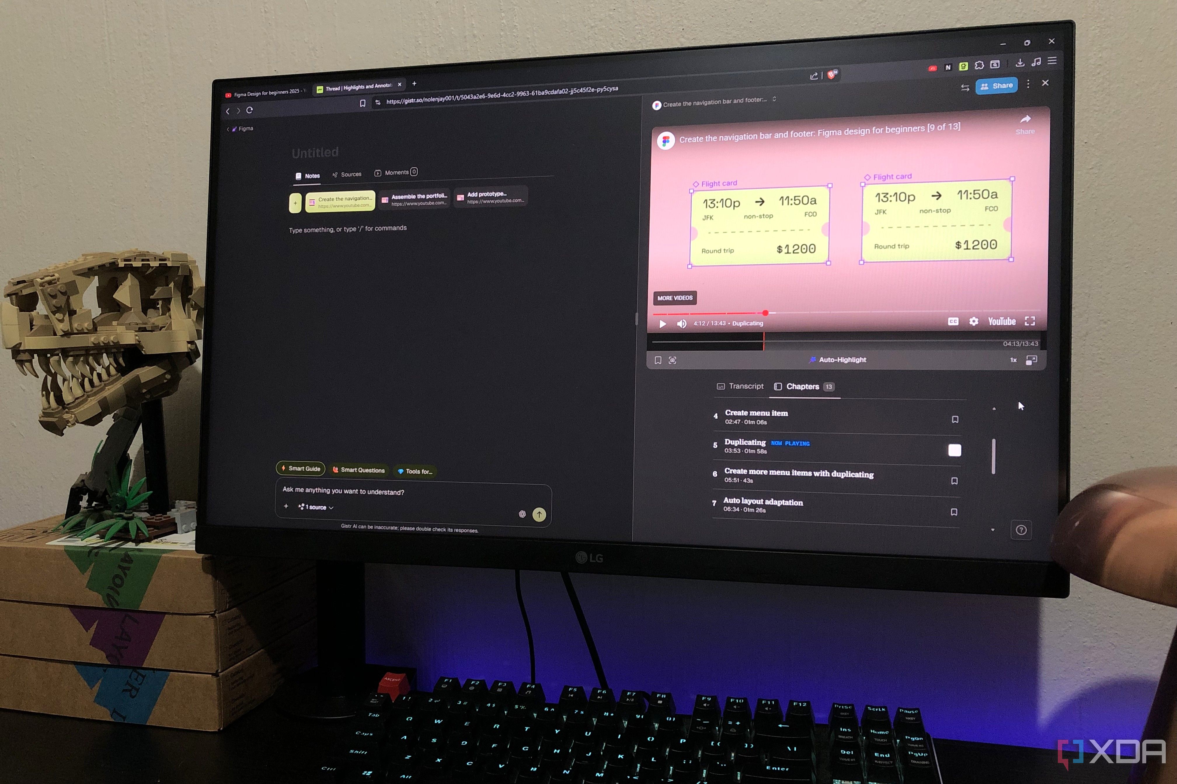 Learning youtube with Gistr on desktop pc, lego and albums in view
