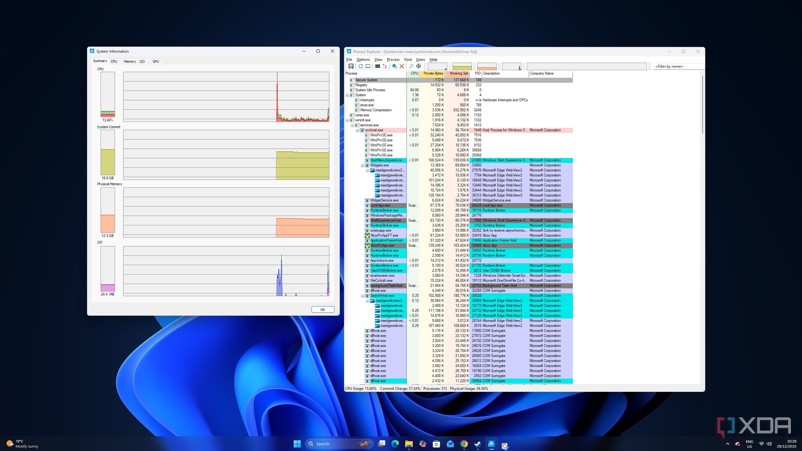 A screenshot from the Microsoft Process Explorer application on Windows 11.