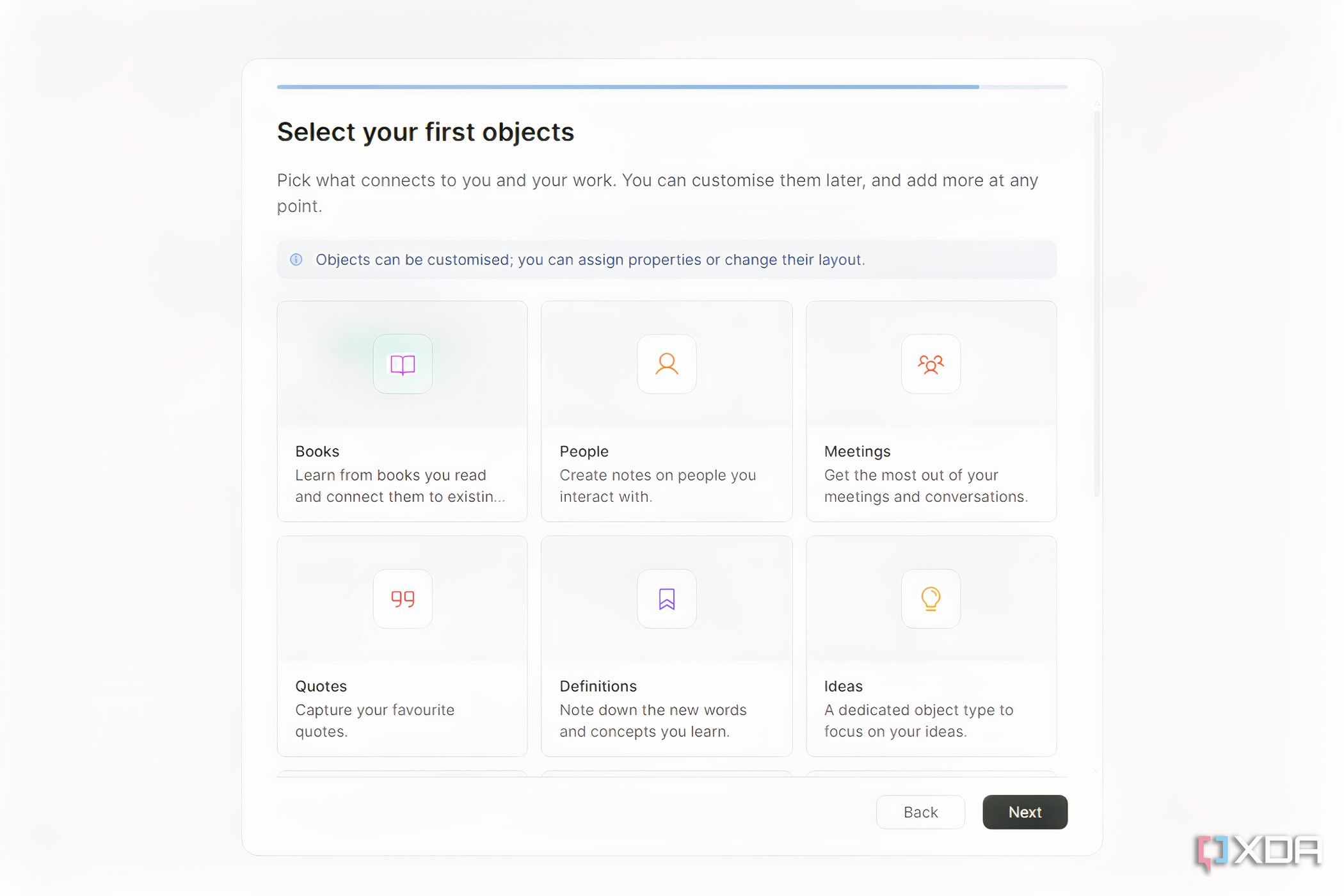 This note-taking app uses objects instead of folders and my notes ...