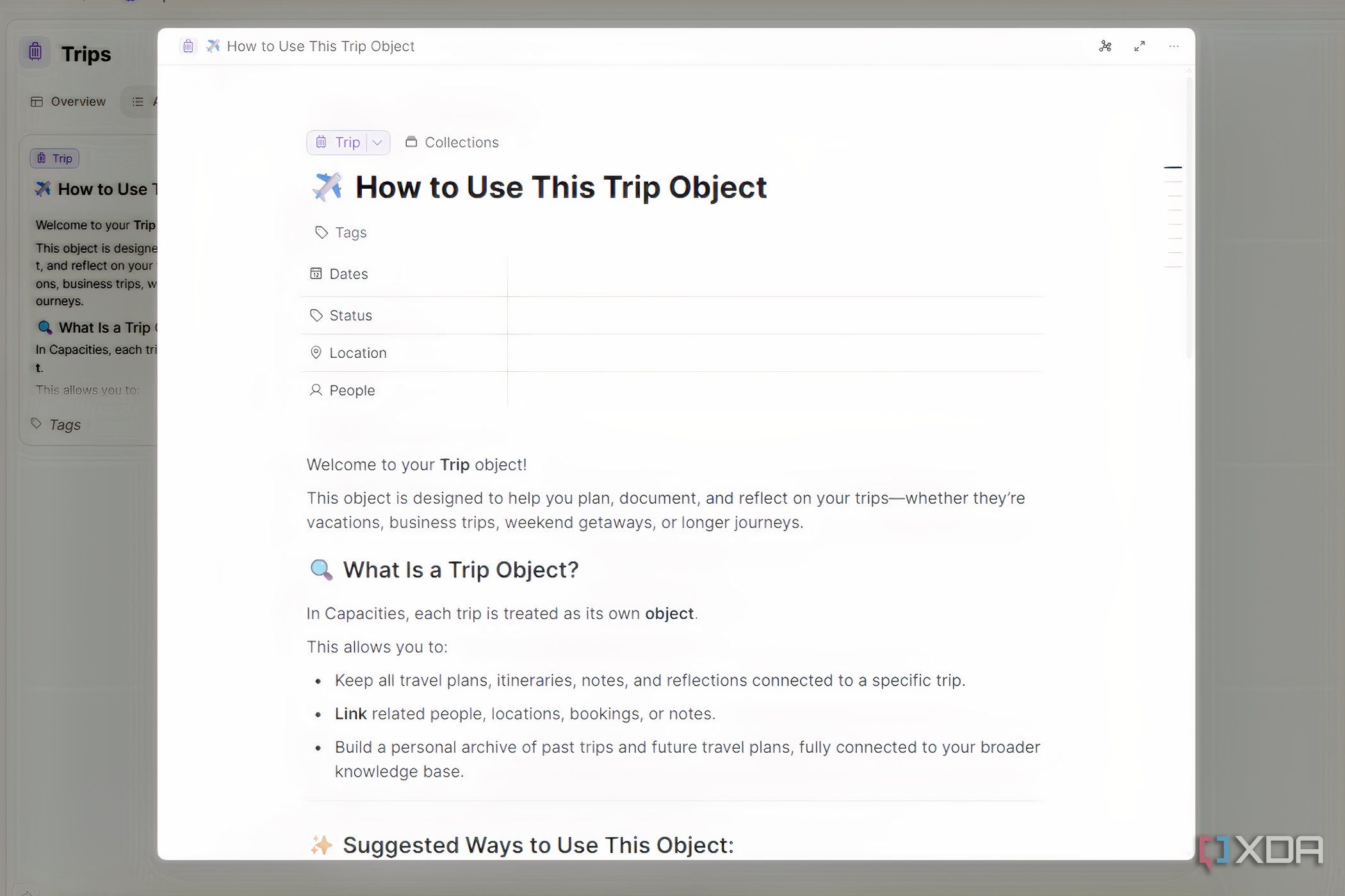 This note-taking app uses objects instead of folders and my notes ...
