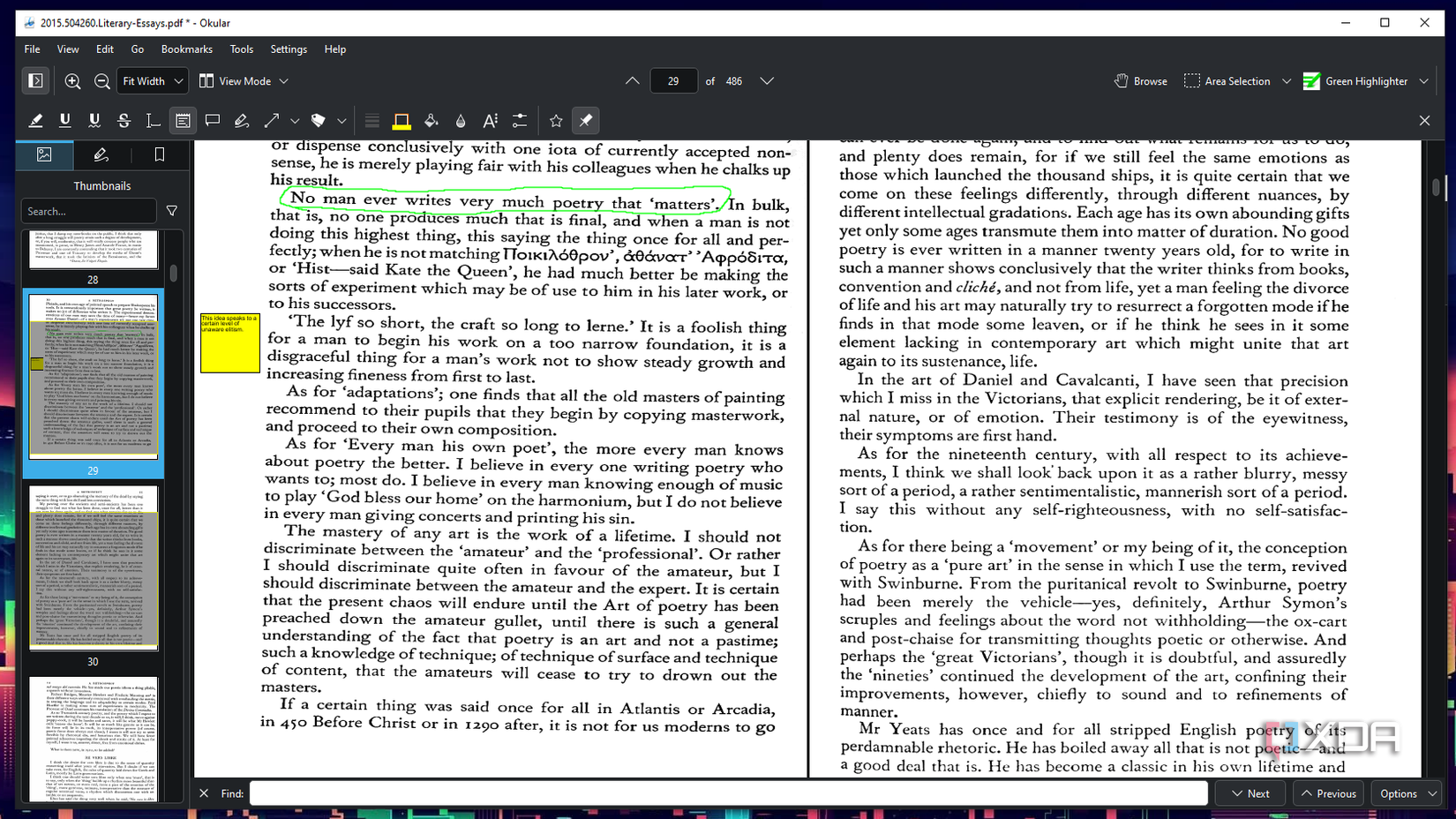 I tried multiple PDF readers, and then I found Okular