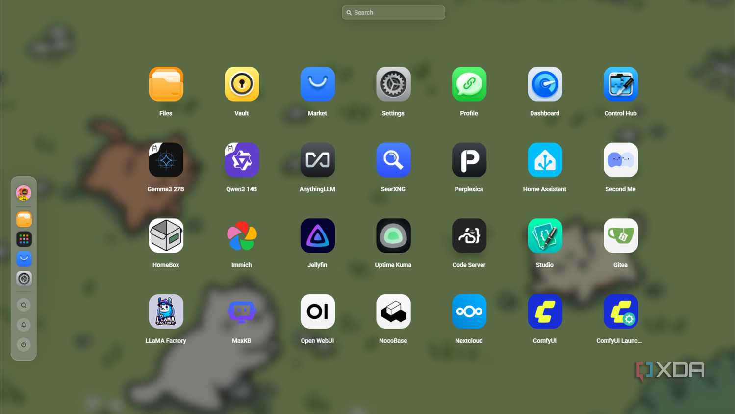 olares os with the app picker open