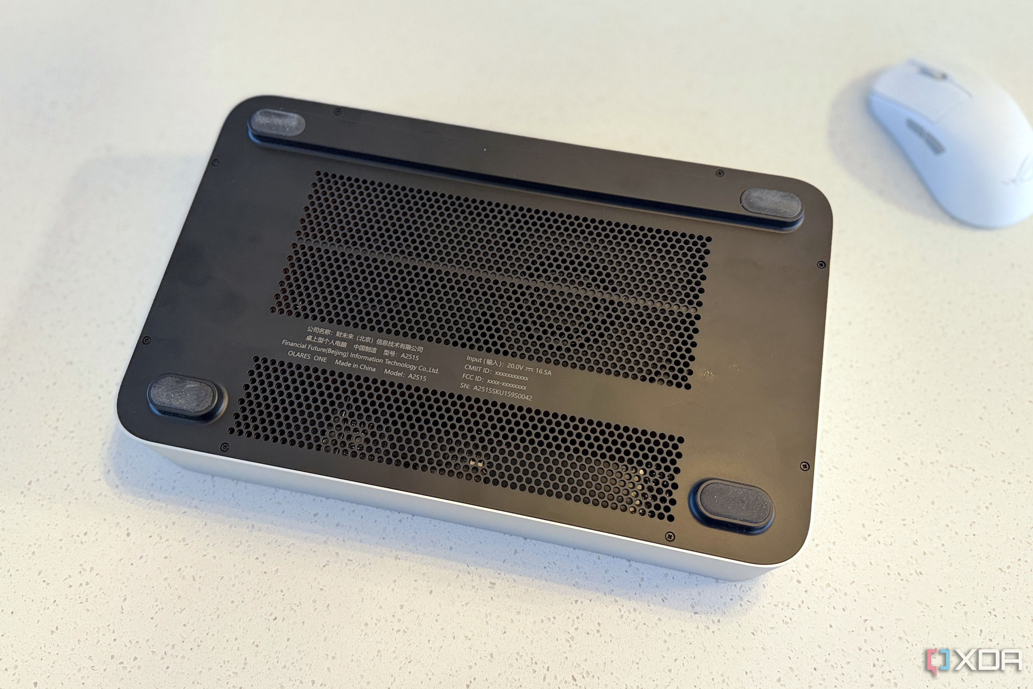 olares one mini PC for AI showing the large bottom vents