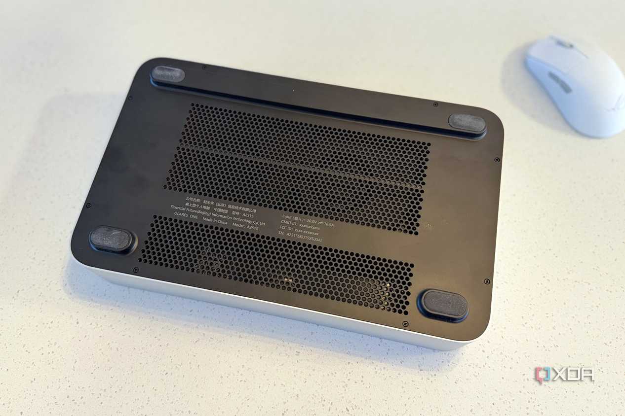 olares one mini PC for AI showing the large bottom vents