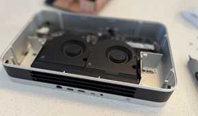 olares one mini PC for AI showing the large dual-fan cooling solution