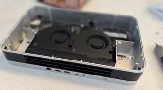 olares one mini PC for AI showing the large dual-fan cooling solution