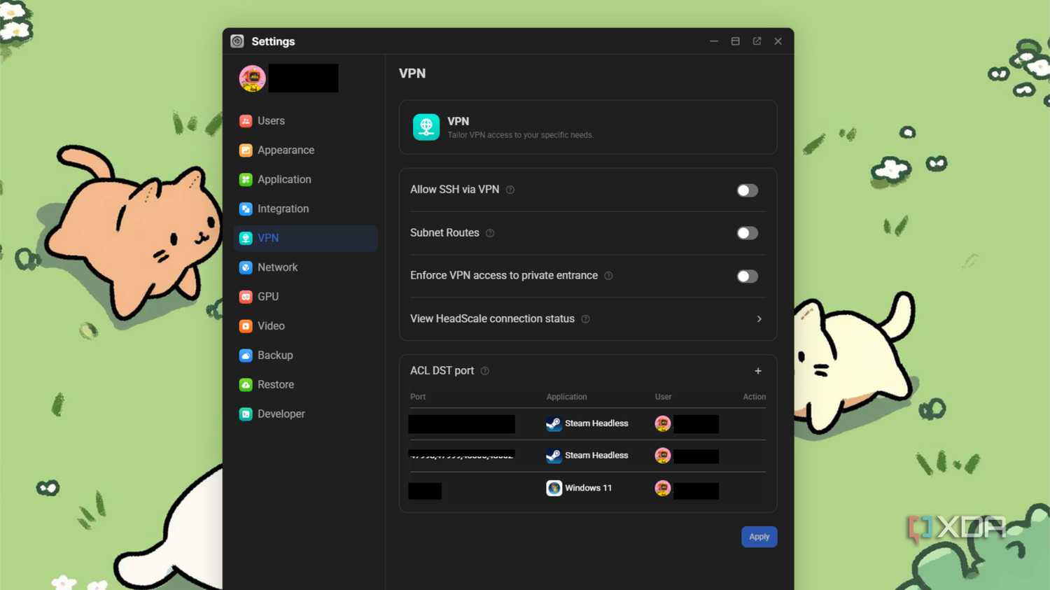 olares os with the vpn page open showing that it uses headscale