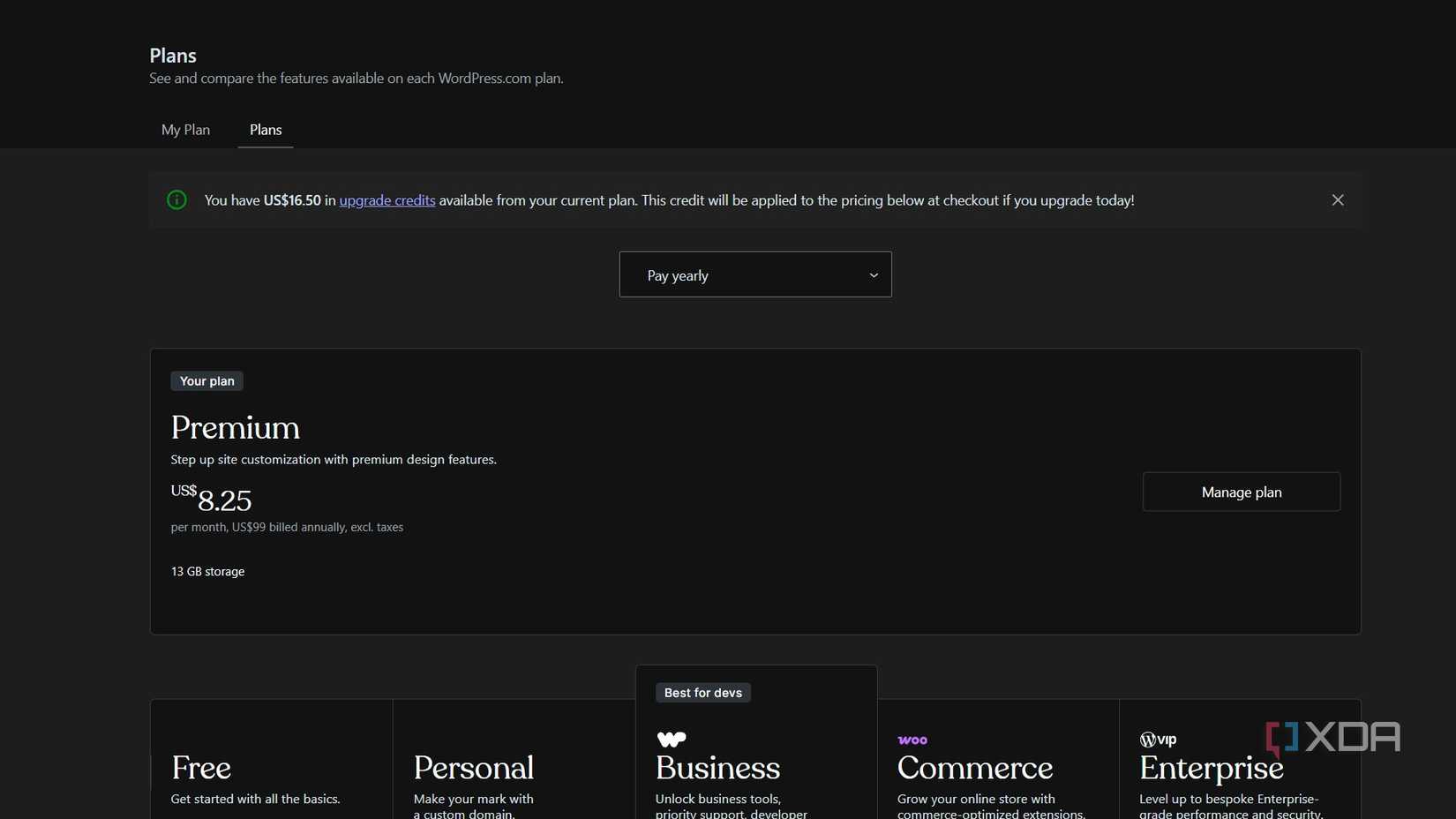 planes en una cuenta de wordpress
