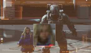 A cutscene from the Pragmata Skethbook demo.