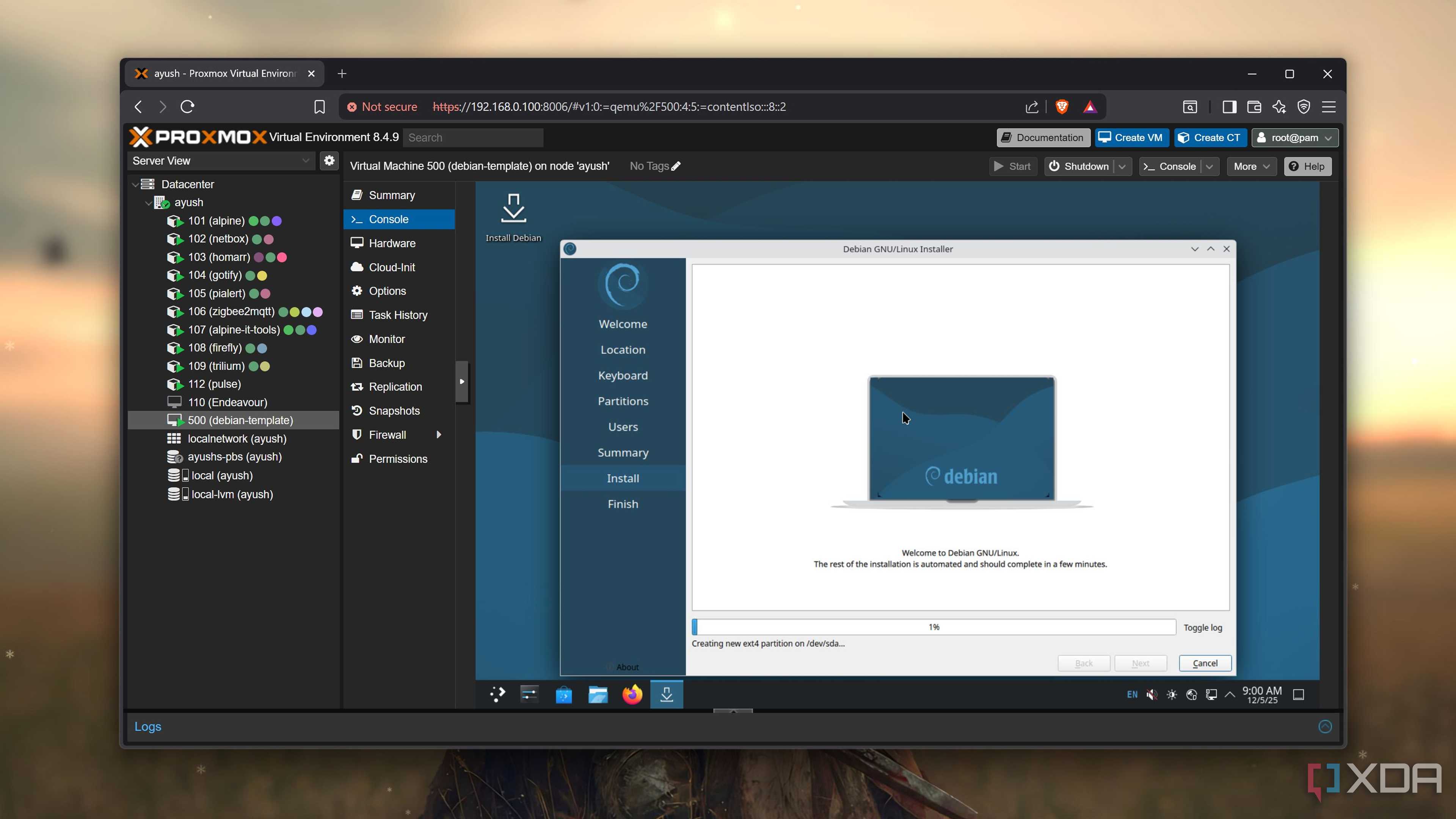 Installing Debian on a VM in Proxmox