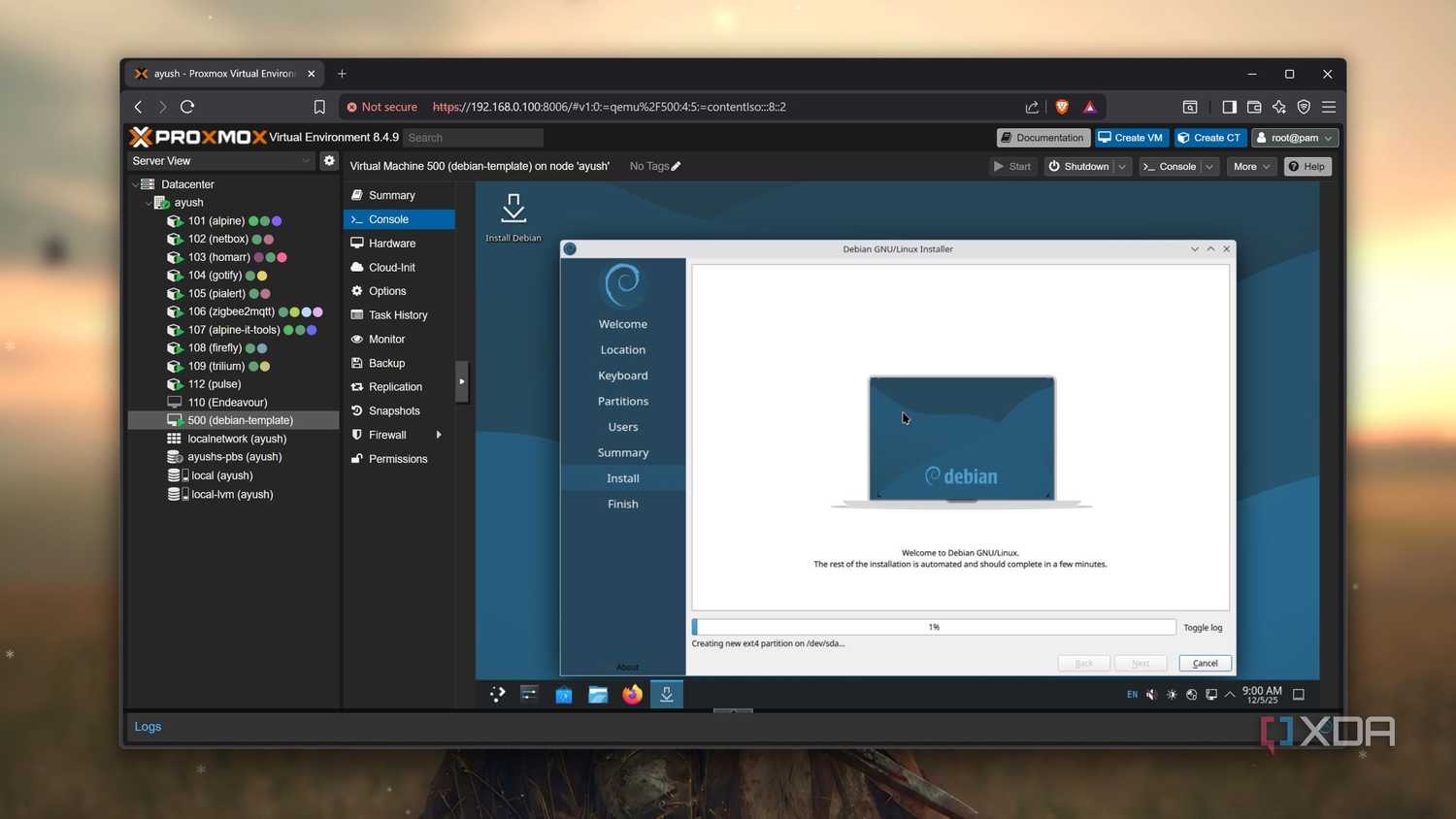 Installing Debian on a VM in Proxmox