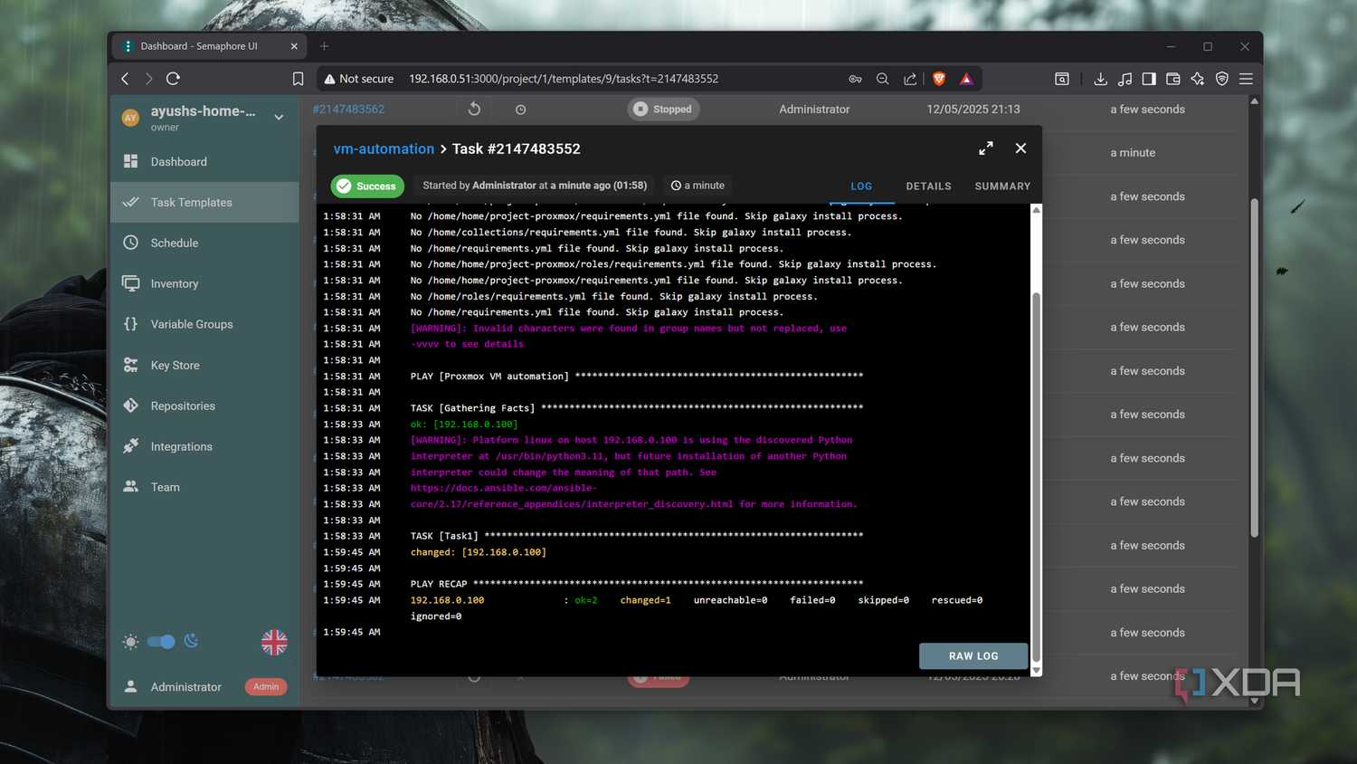 Executing an Ansible playbook