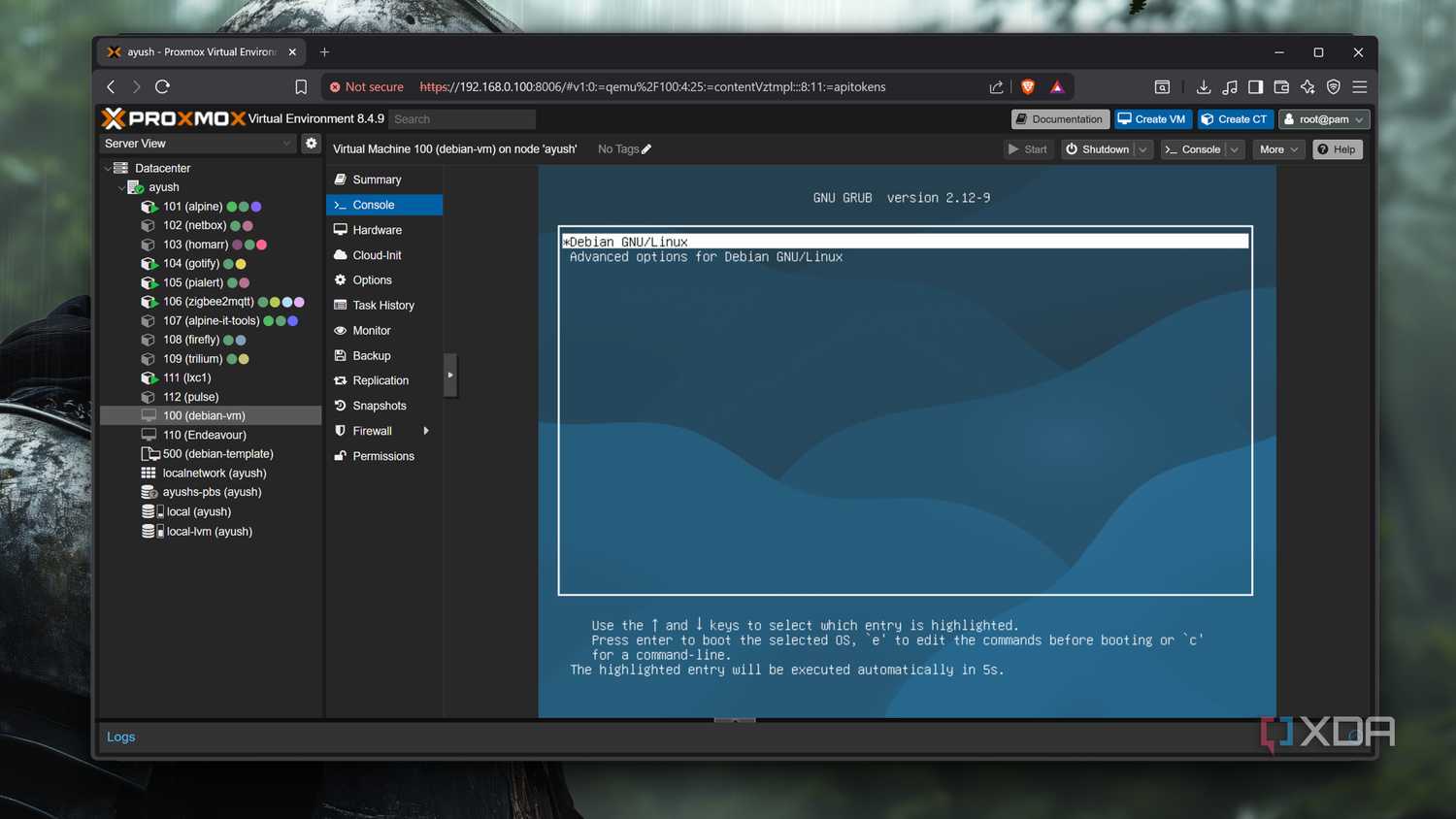 A VM created using an Ansible playbook