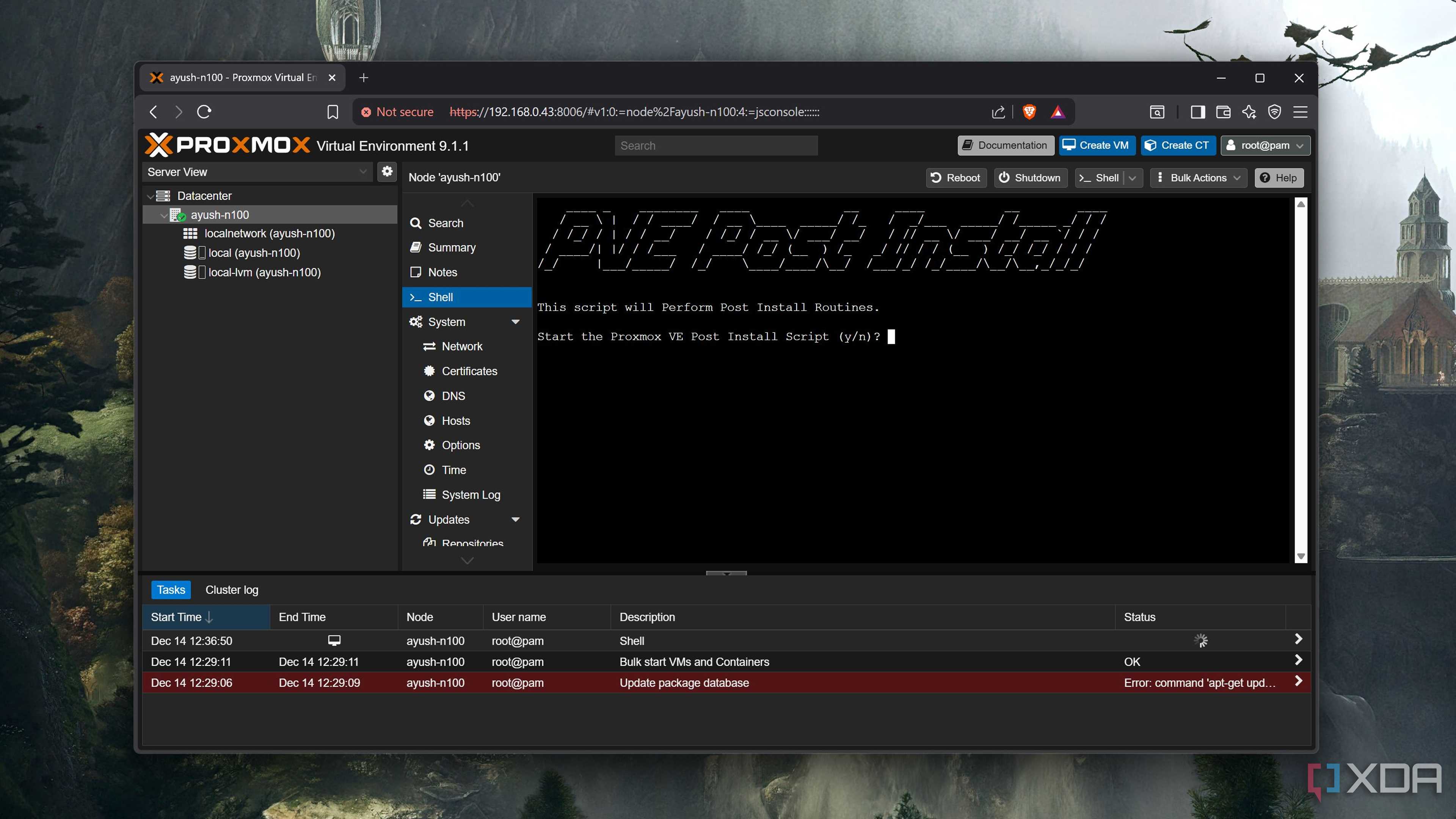 Running the PVE Post Install script