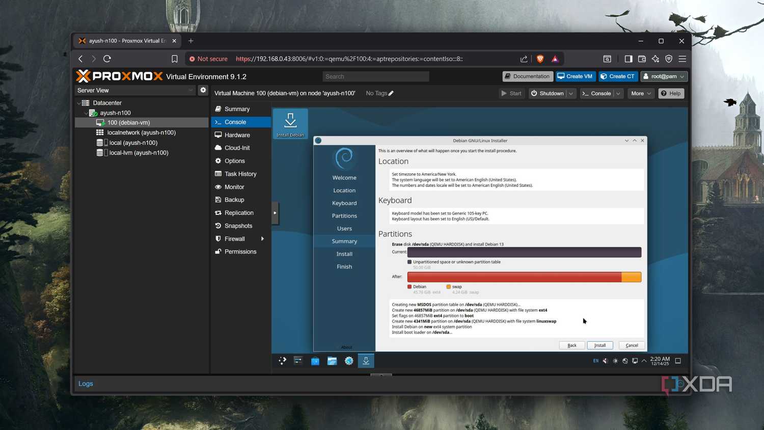 Running a Debian VM on an Intel N100 system