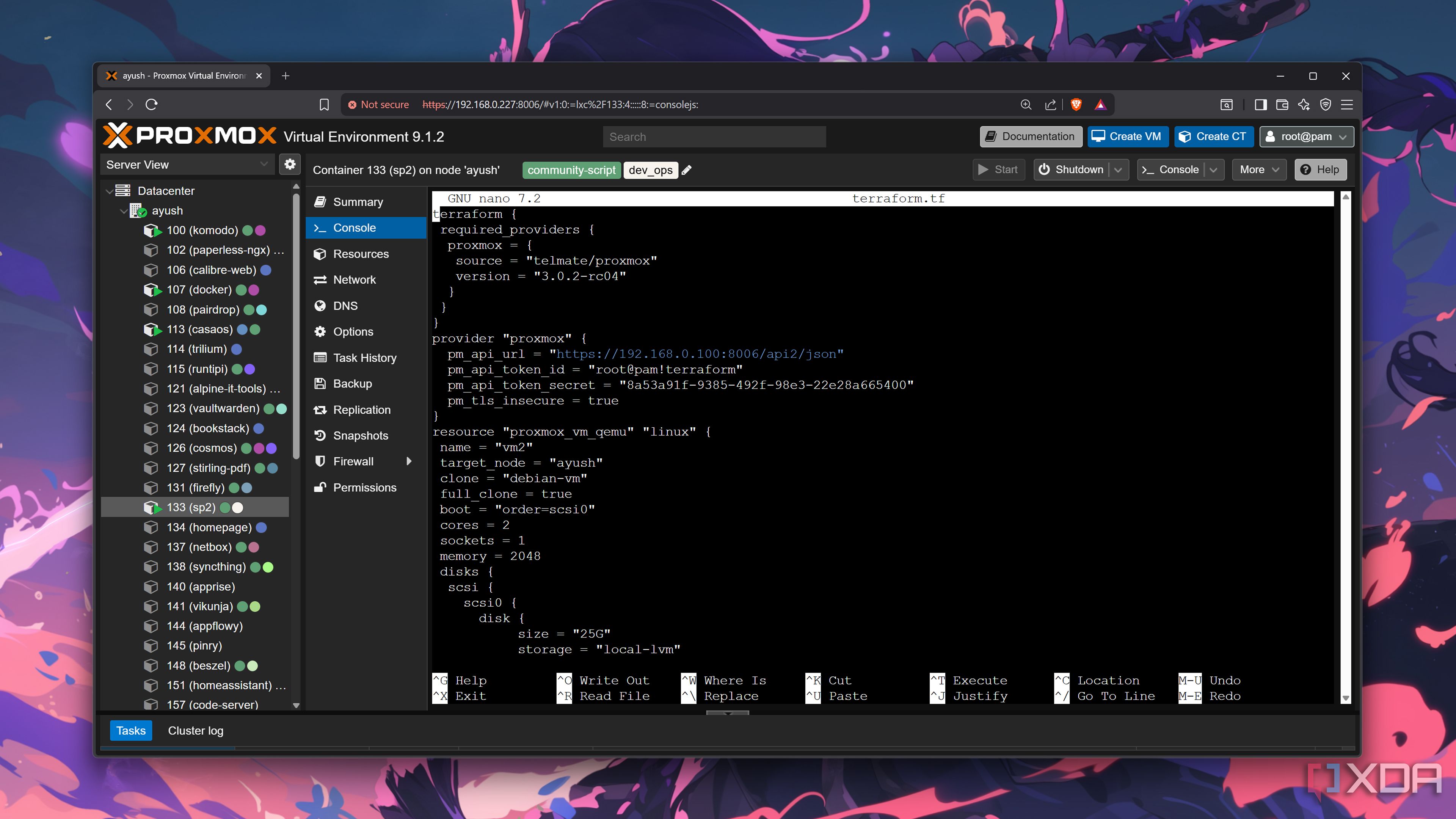 A .tf file for deploying a Proxmox VM