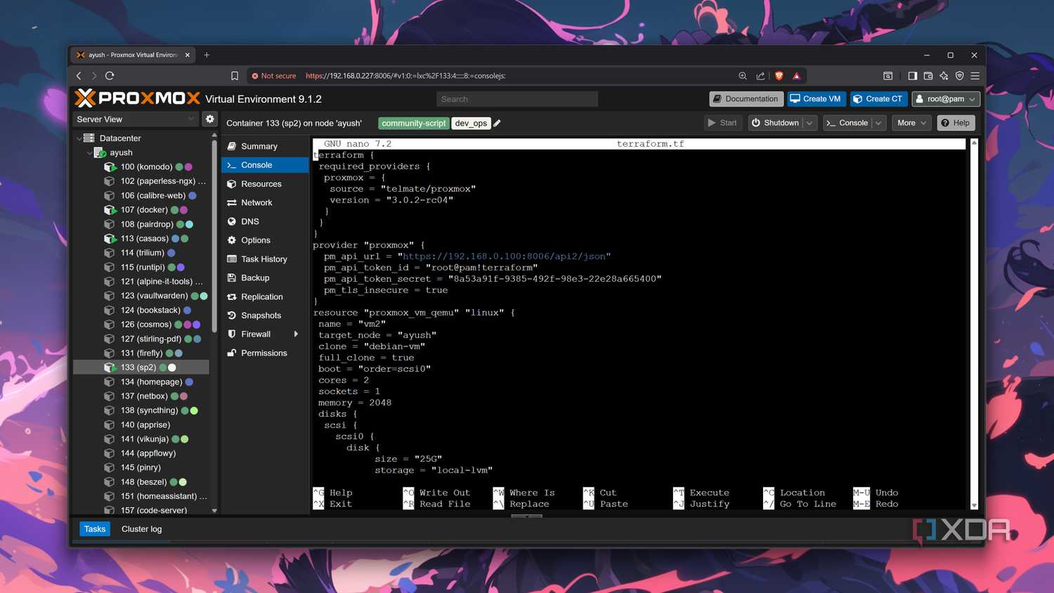 A .tf file for deploying a Proxmox VM